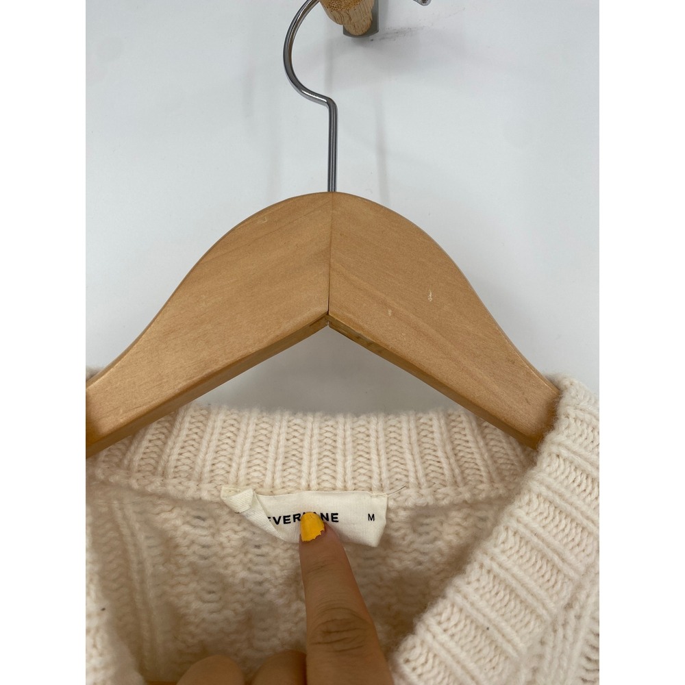 Everlane Cable Knit Sweater Women M Ivory luxe Merino Wool Pullover - Picture 3 of 5